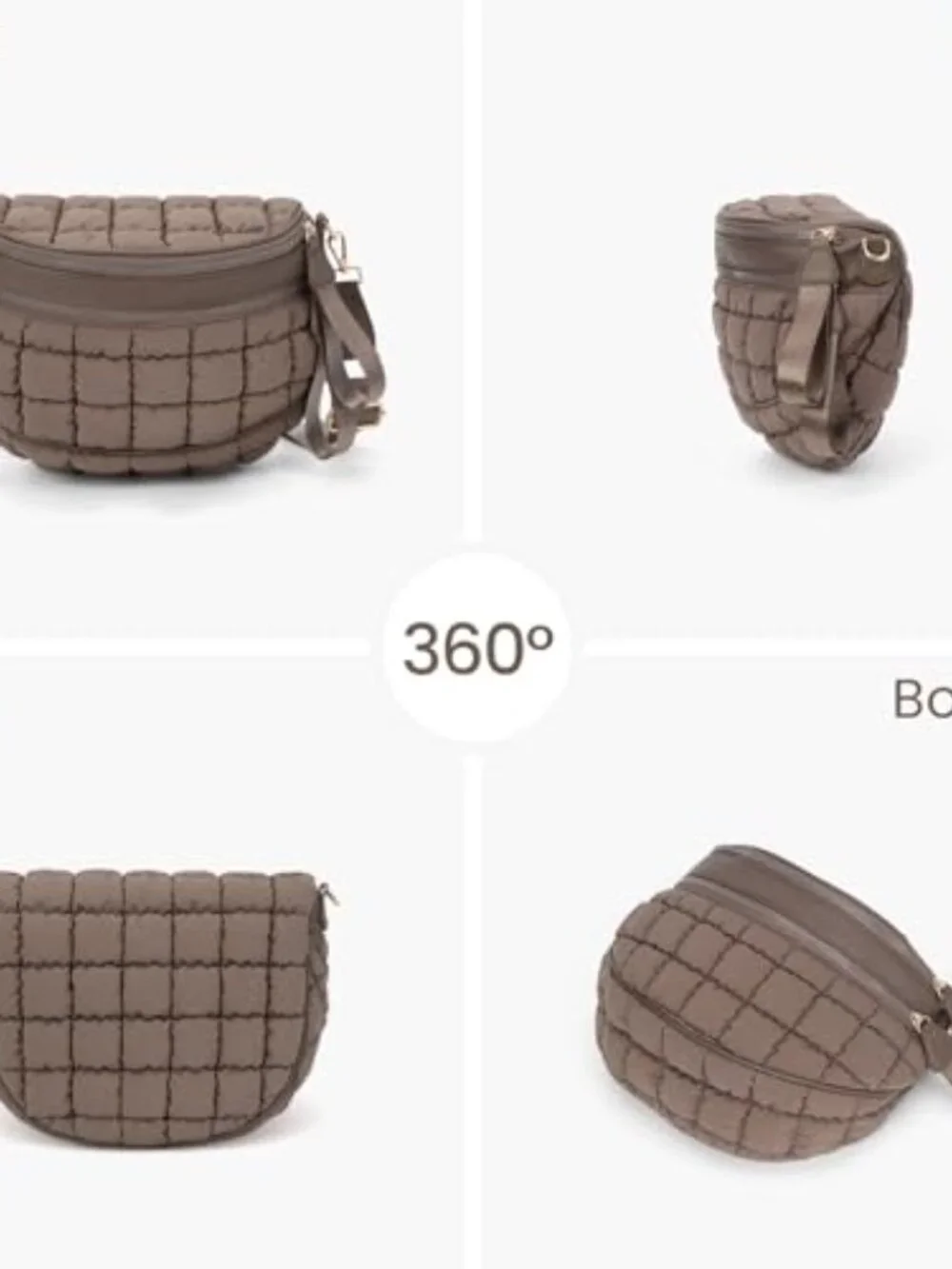 Quilted Crossbody Bag Puffer Fanny Pack Nylon Sling Purse Shoulder Bag